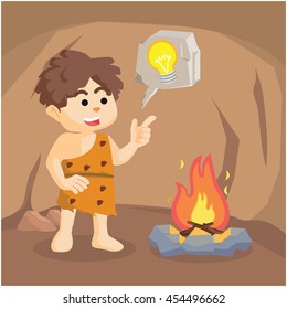 Caveman boy gettaing old idea