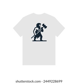 cavernícola llevando el arma del hacha camiseta Ilustración vectorial diseño de Plantilla