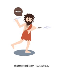 Caveman cartoon character throwing ice spikes as a weapon.