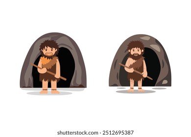 Caveman Character Design, Create unique caveman character designs with our high-quality vector art illustrations. Perfect for projects requiring detailed and engaging prehistoric visuals.