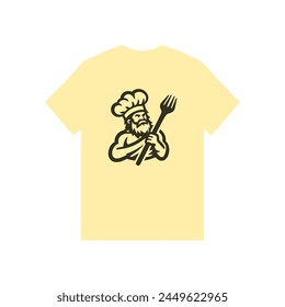 caveman chef cooking t shirt vector illustration template design