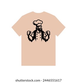 caveman chef sticker t shirt vector illustration template design