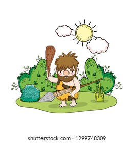 caveman comic in the landscape