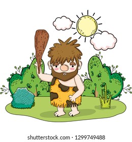 caveman comic in the landscape