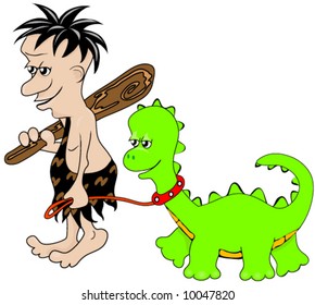 Caveman and Dinosaur Vector.