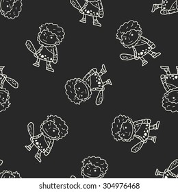 caveman doodle seamless pattern background
