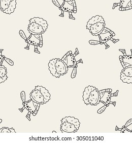 caveman doodle seamless pattern background