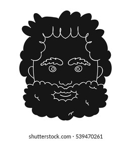 Caveman face icon in black style isolated on white background. Stone age symbol stock vector illustration.
