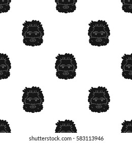 Caveman face icon in black style isolated on white background. Stone age pattern stock vector illustration.