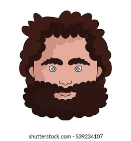Caveman face icon in cartoon style isolated on white background. Stone age symbol stock vector illustration.