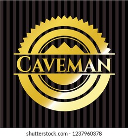 Caveman golden badge or emblem