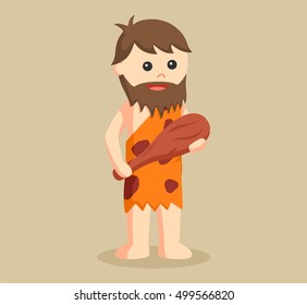 caveman holding spear vector illustration design 
