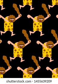 Caveman pattern seamless. Prehistoric man background . Ancient man ornament. Vector texture