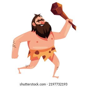 Caveman prehistoric ancient character isolated on white background concept. Design graphic element vector illustration