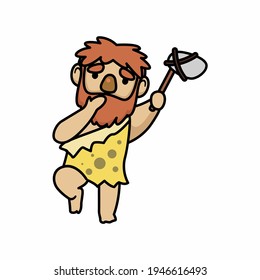 Caveman prehistoric human mascot design illustration