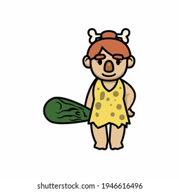 Caveman prehistoric human mascot design illustration
