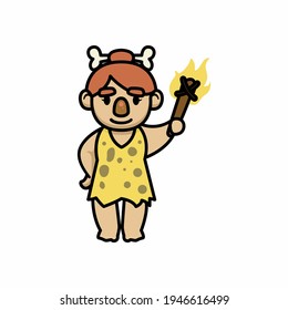 Caveman prehistoric human mascot design illustration