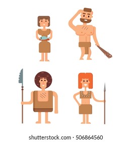 Caveman primitive stone age cartoon neanderthal people