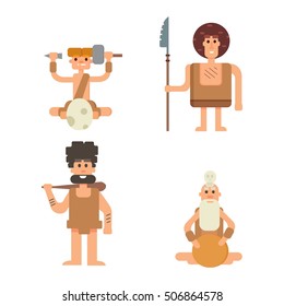 Caveman primitive stone age cartoon neanderthal people