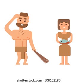 Caveman primitive stone age cartoon neanderthal people