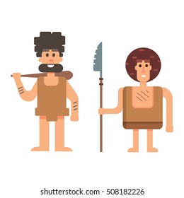Caveman primitive stone age cartoon neanderthal people