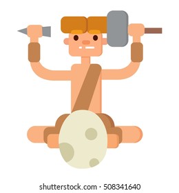 Caveman primitive stone age cartoon neanderthal people