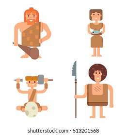 Caveman primitive stone age cartoon neanderthal people