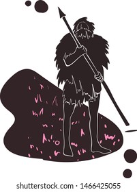 Caveman simple illustration on white background