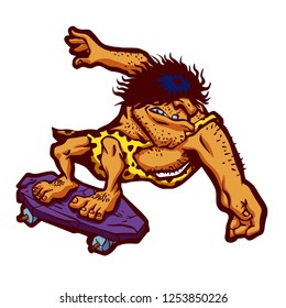Caveman skateboarder young man 