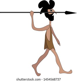 Caballero con lanza, ilustración, vector sobre fondo blanco.