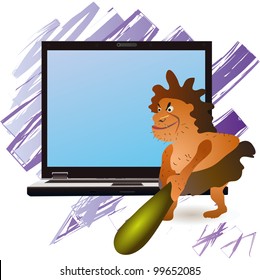 Caveman striking big  notebook violet