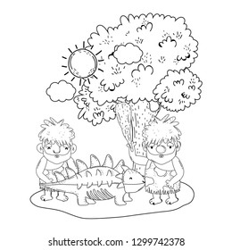 cavemen comic in the landscape