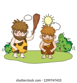 cavemen comic in the landscape