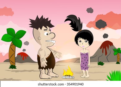 Cavemen family vector 