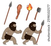 A cavemen with his tools