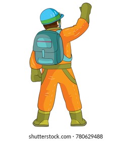 Caver with the equipment. Vector