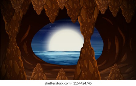 Cavern with ocean entrance illustration