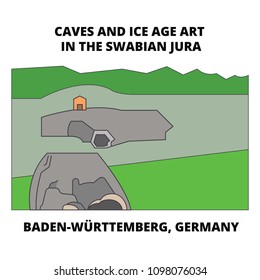 Caves , Baden-Wurttemberg, Germany line icon concept. Caves , Baden-Wurttemberg, Germany flat vector sign, symbol, illustration.