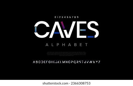 Caves creative modern urban alphabet font. Digital abstract moslem, futuristic, fashion, sport, minimal technology typography. Simple numeric vector illustration
