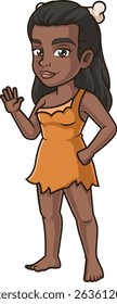 Cavewoman with dark skin vector illustration