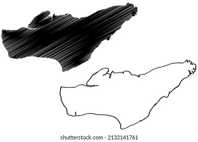 Caviana island (Federative Republic of Brazil, South and Latin America, Amazon River, Marajo Archipelago) map vector illustration, scribble sketch Ilha Caviana Meridional map