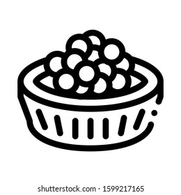 Caviar In Basket Icon Vector. Outline Caviar In Basket Sign. Isolated Contour Symbol Illustration