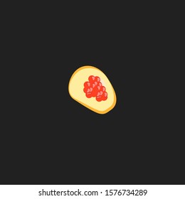 Caviar with butter on a sandwich. Vector icon