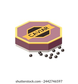 Caviar fish in a can. Vector food illustration 