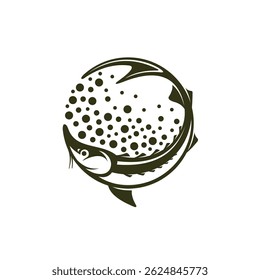 Logotipo de peixe de caviar com elementos de corda