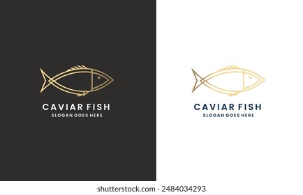 Caviar fish vintage classic style drawing for logo design.