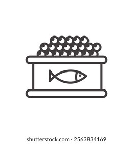 Caviar Icon Depicting a Bowl of Fish Eggs in Black and White