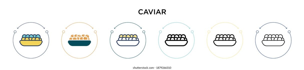 Caviar icon in filled, thin line, outline and stroke style. Vector illustration of two colored and black caviar vector icons designs can be used for mobile, ui, web