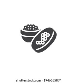 Caviar jar vector icon. filled flat sign for mobile concept and web design. Caviar food glyph icon. Seafood symbol, logo illustration. Vector graphics