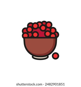 Caviar line icon. Salmon, bowl, appetizer, delicacy. Seafood concept. Can be used for topics like sea food, fish industry, export, import